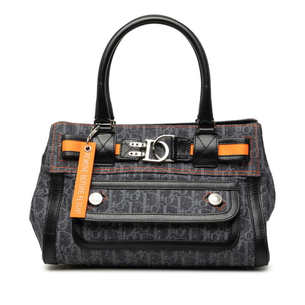 Christian Dior Dior Flightline Trotter Handbag, Gray, Black, Orange, Denim Le...